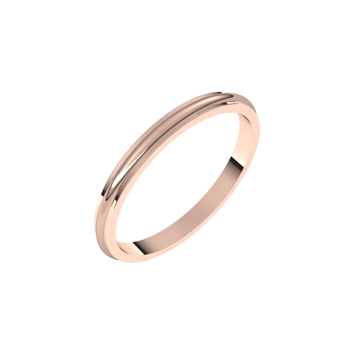 2mm Stepped-Edge Half-Round Stacking Band in Rose Gold