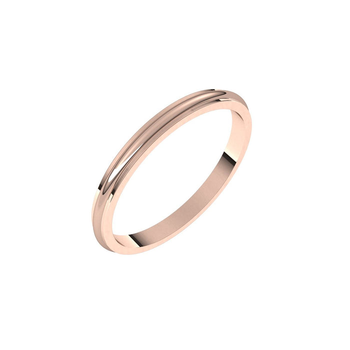2mm Stepped-Edge Half-Round Stacking Band in Rose Gold