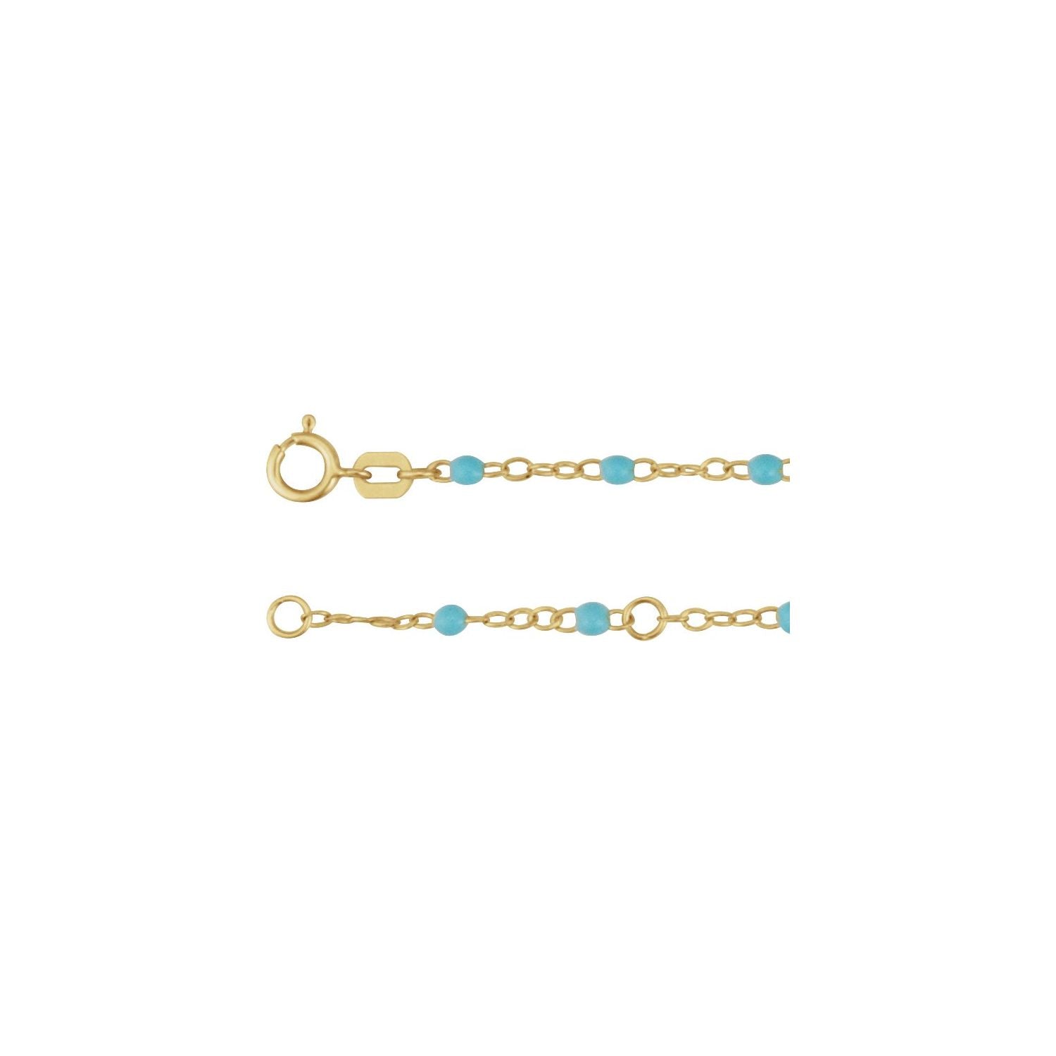 2mm Turquoise Enamel Bead Adjustable Chain Necklace | Diamond & Sapphire