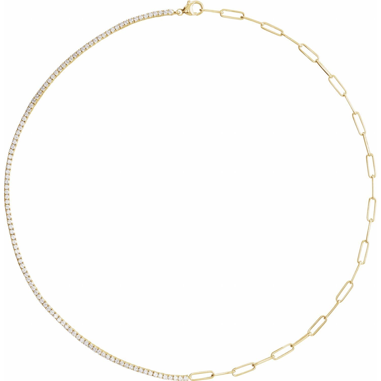 3 1/4 ct Lab-Grown Diamond Tennis Necklace in Yellow Gold