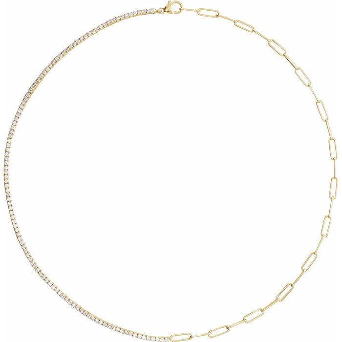 3 1/4 ct Lab-Grown Diamond Tennis Necklace in Yellow Gold