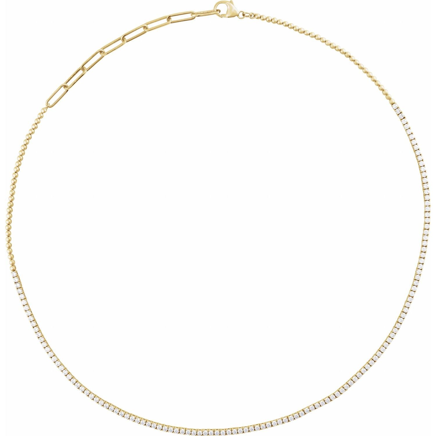 3 1/5 ct Natural Diamond Adjustable Tennis Necklace in Yellow Gold