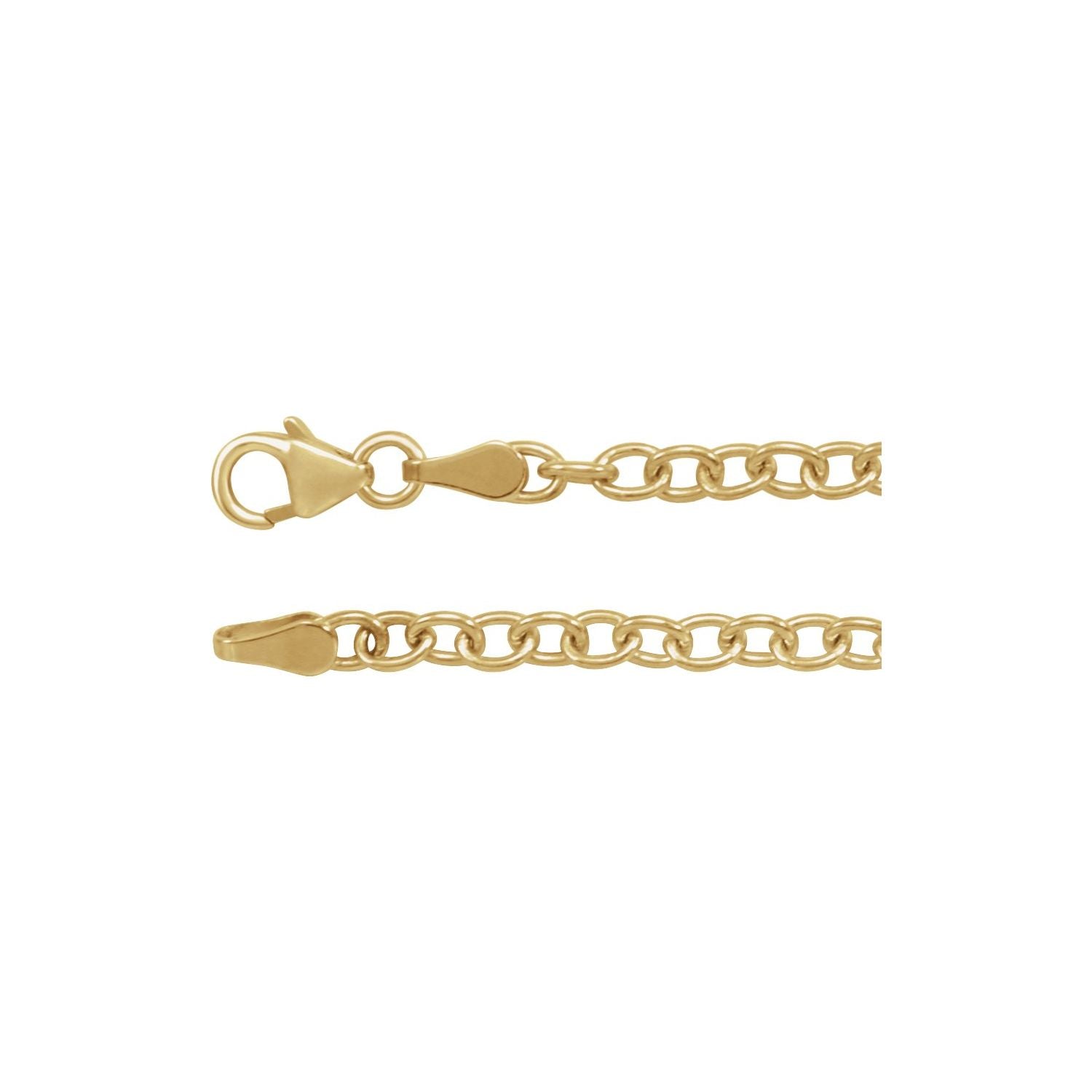 3.25mm Oval Cable Chain Necklace in 14K Yellow Gold