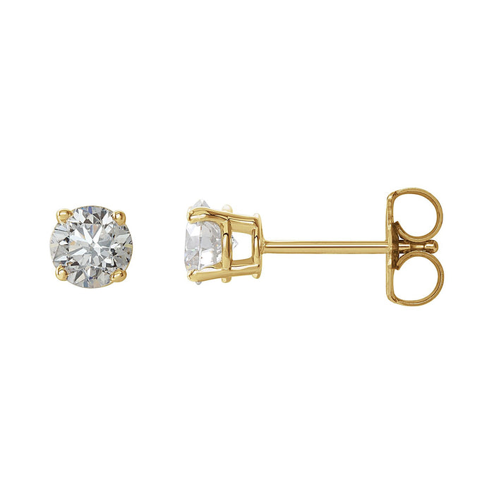 3/4 ct round lab-grown diamond stud earrings in 14k yellow gold