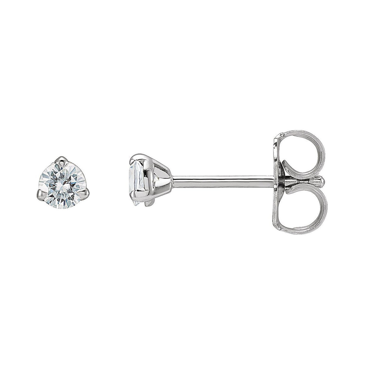 3 mm Round Moissanite Stud Earrings in 14K White Gold