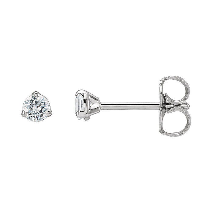 3 mm Round Moissanite Stud Earrings in 14K White Gold