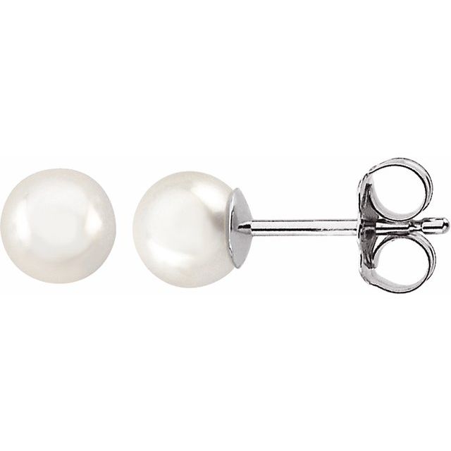 5mm white akoya pearl stud earrings in 14k white gold