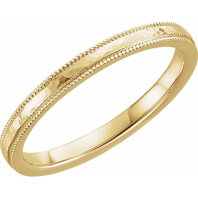 2mm milgrain-edge flat stacking band in 14K Yellow Gold