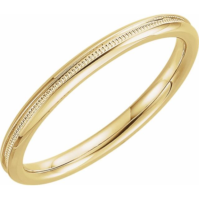 2mm milgrain comfort-fit stacking band in 14K Yellow Gold