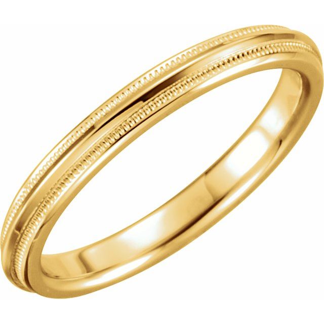 2.5mm milgrain knife-edge stacking band in 14K Yellow Gold
