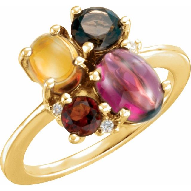 Oval Emerald Multi-Shape Cluster Ring