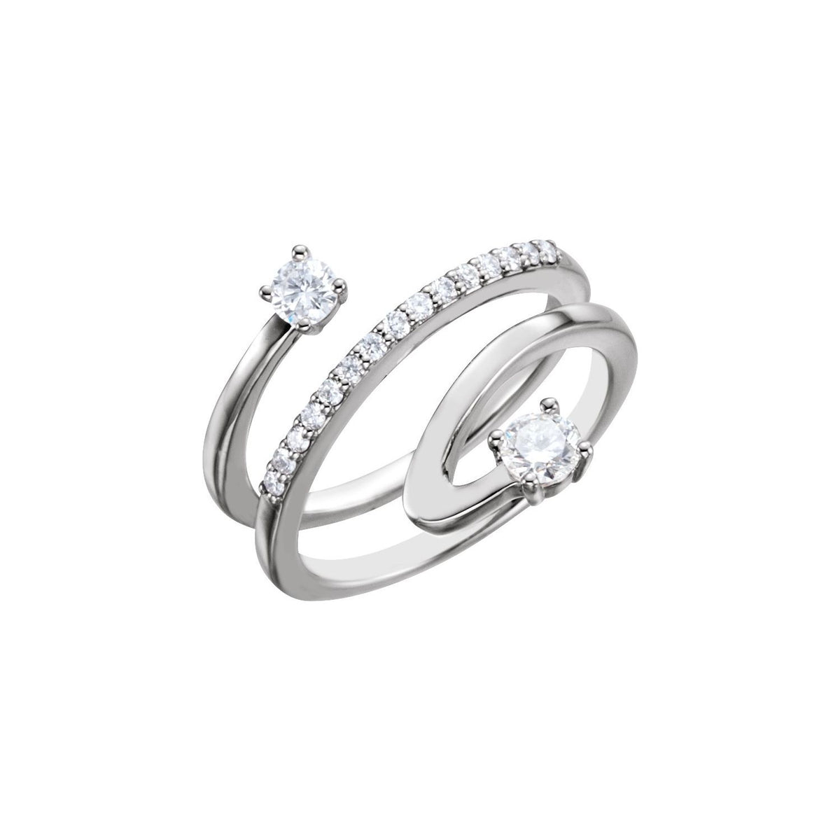 Round Freeform Natural Diamond Ring in 14K White Gold