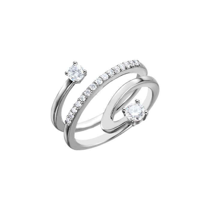 Round Freeform Natural Diamond Ring in 14K White Gold