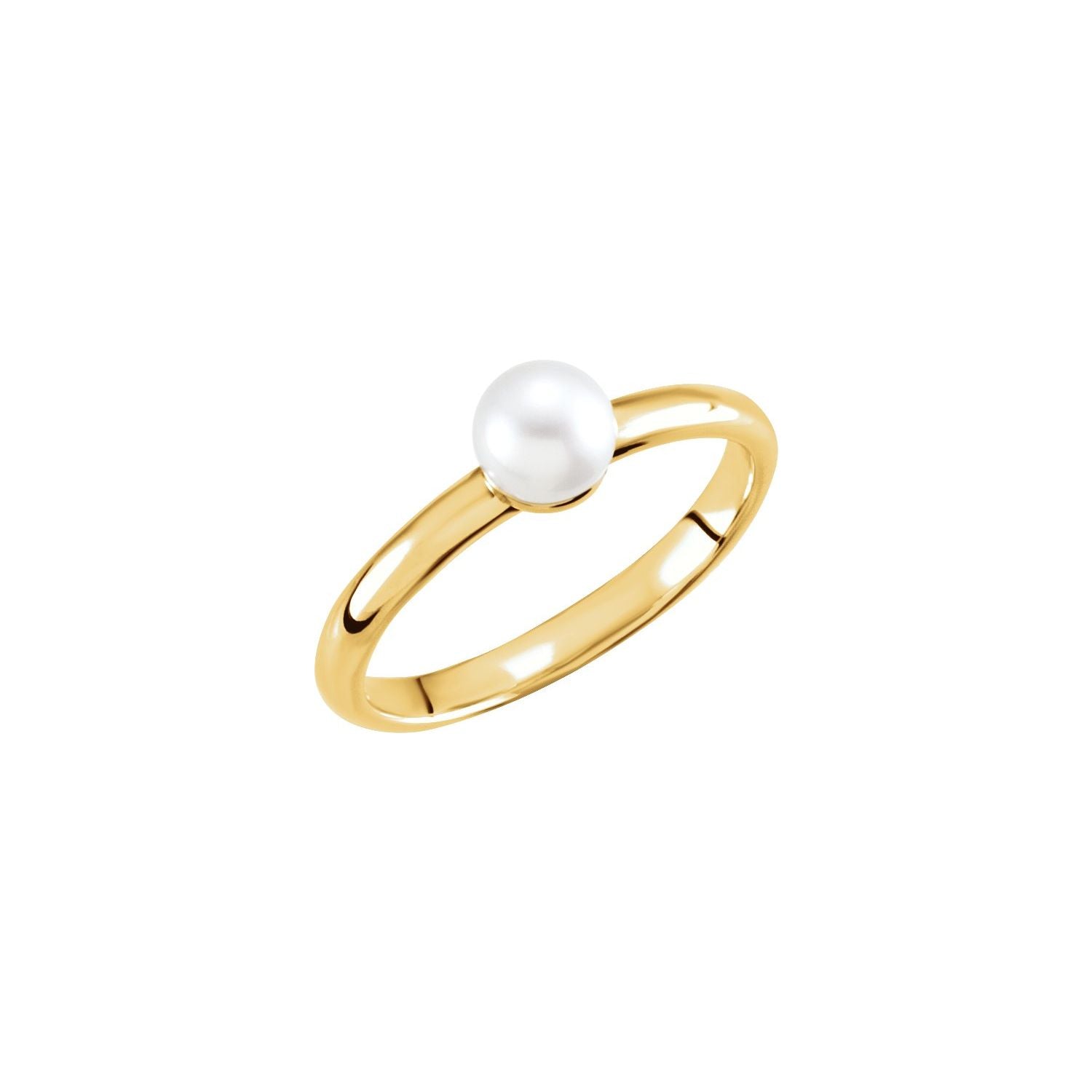 Cultured Freshwater Pearl Solitaire Ring in 14K Yellow Gold