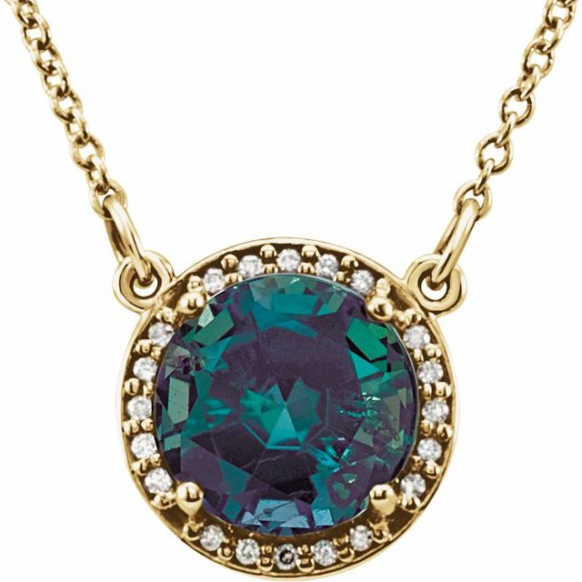june alexandrite round color-change necklace in 14k yellow gold