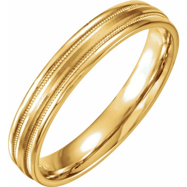 Milgrain-Edge Flat Men's Wedding Band, 4 mm width
