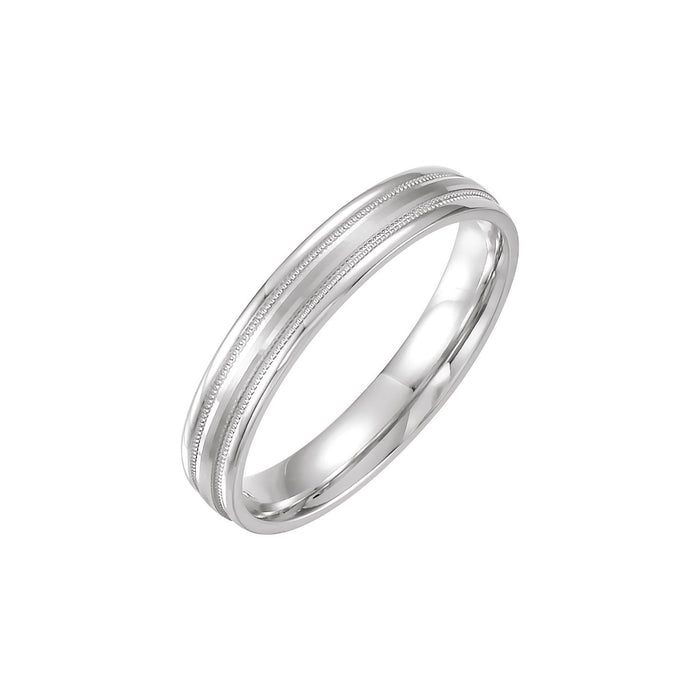 white gold milgrain edge comfort-fit flat women's wedding band