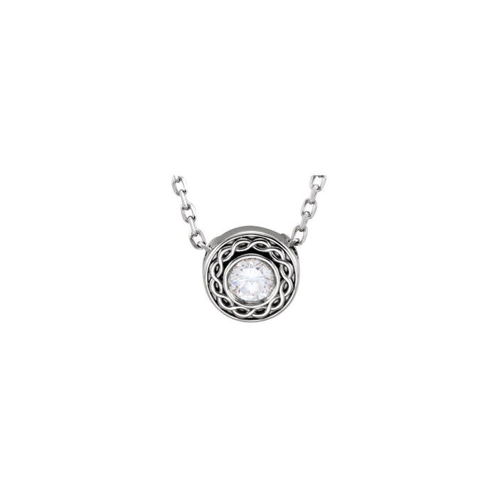 14K White Gold 1/10 ct natural diamond solitaire pendant necklace