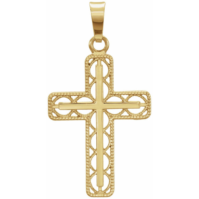 Filigree Cross Pendant in 14K Yellow Gold