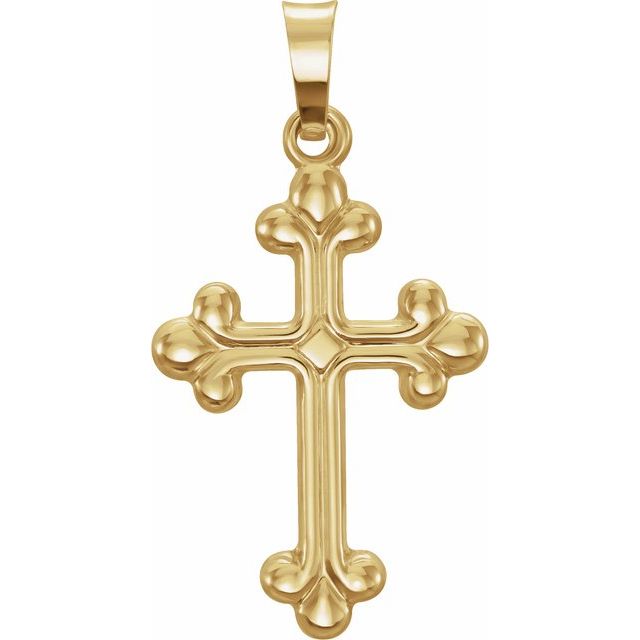 polished hollow cross pendant in 14k yellow gold