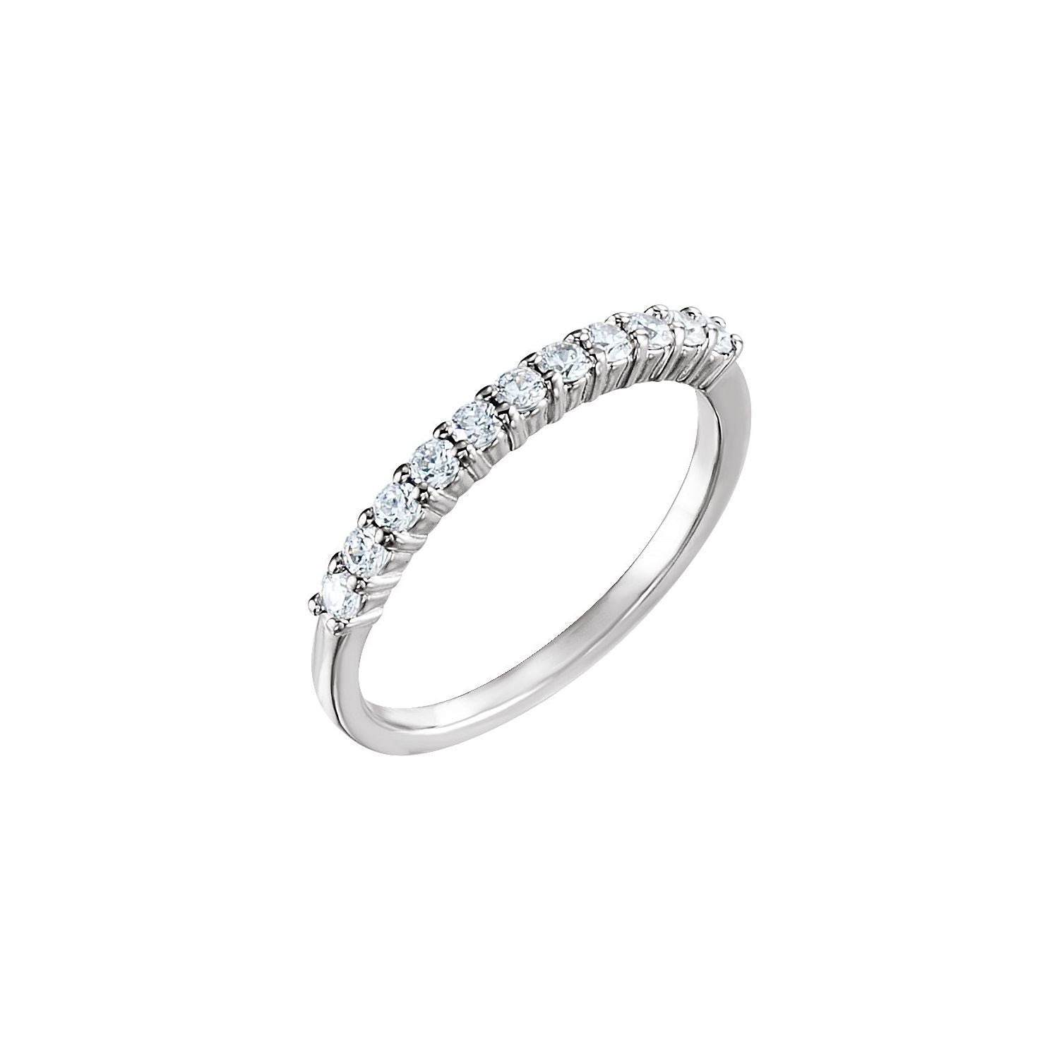 White Gold eleven-stone diamond wedding band with 11 top-set round lab-grown diamonds