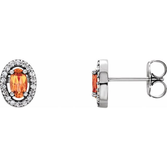 november citrine oval diamond earrings in 14k white gold