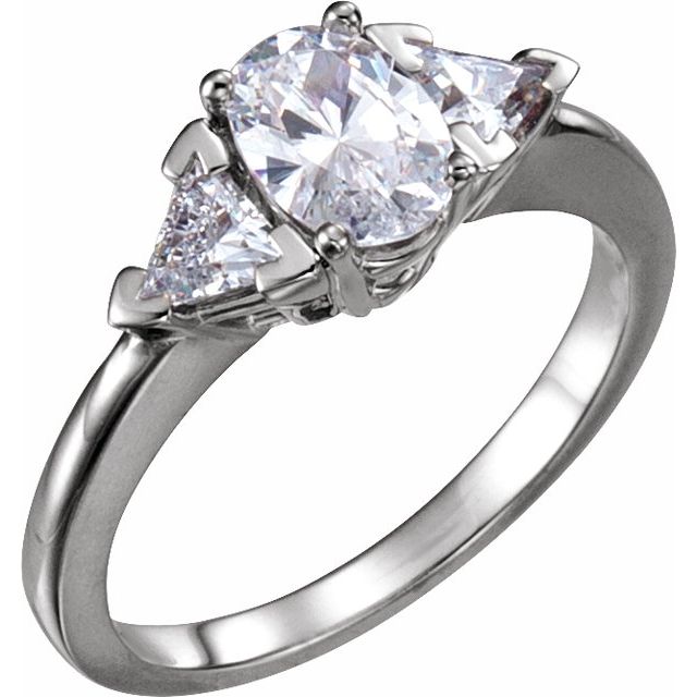 Oval Green Sapphire Three-Stone Engagement Ring