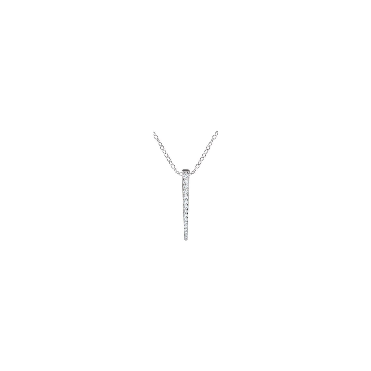14K White Gold 1/4 ct natural diamond journey pendant necklace