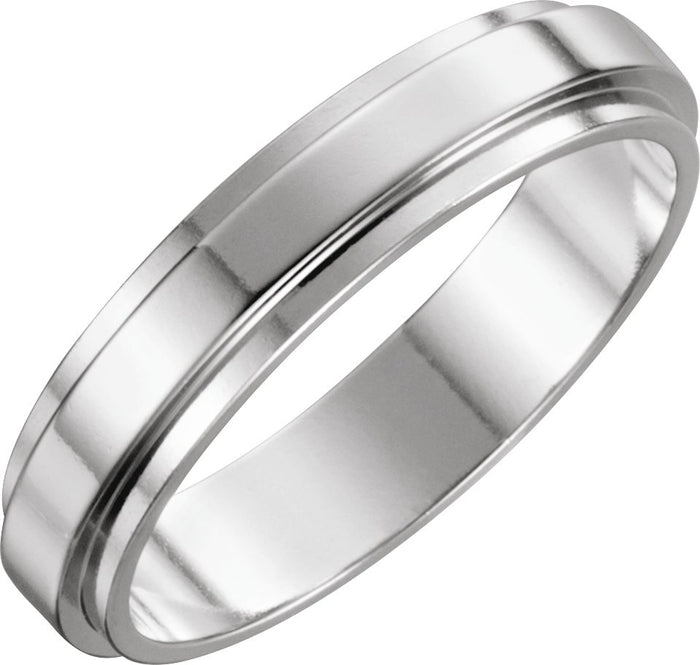 5mm stepped-edge half round wedding band in Platinum