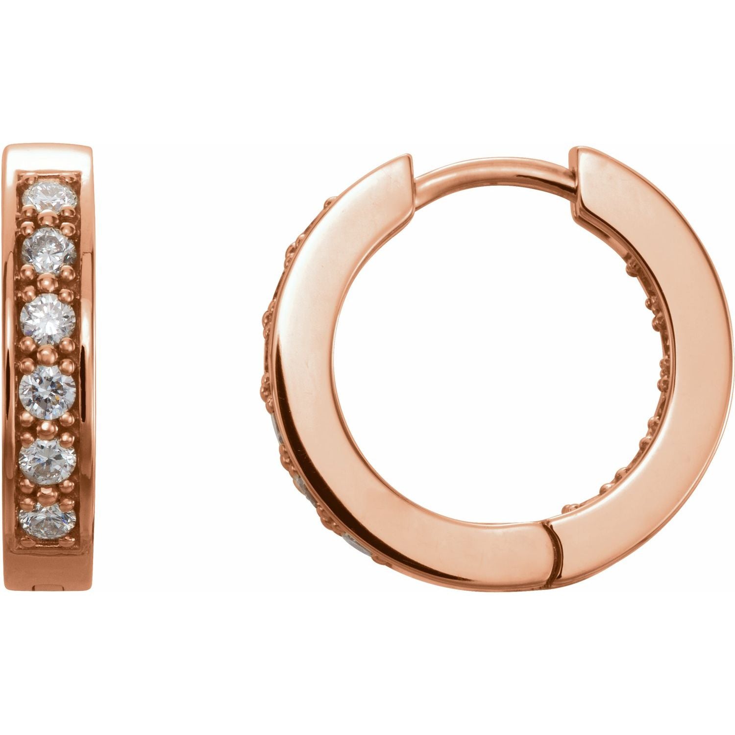 Inside-Out Natural Diamond Hoop Earrings in 14K Rose Gold