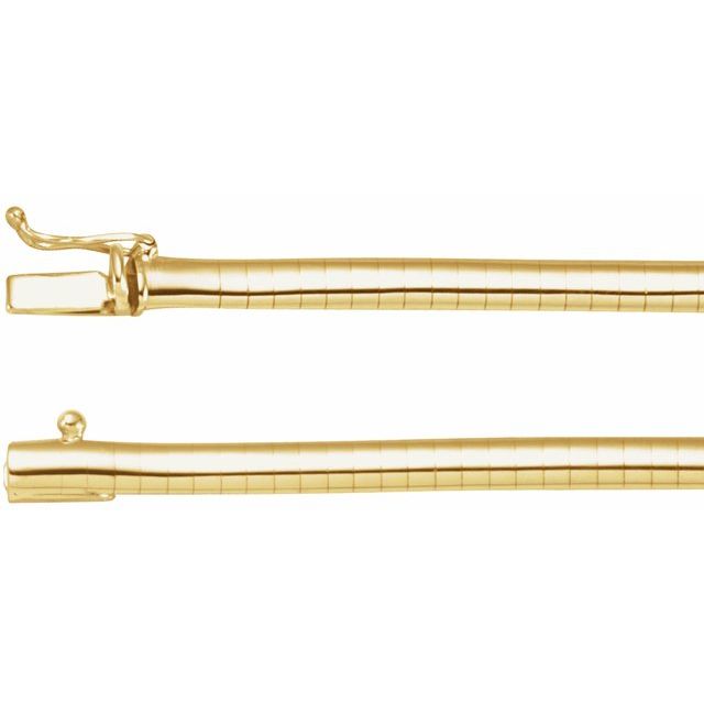 3mm omega gold chain necklace in 14k yellow gold, 16 inch