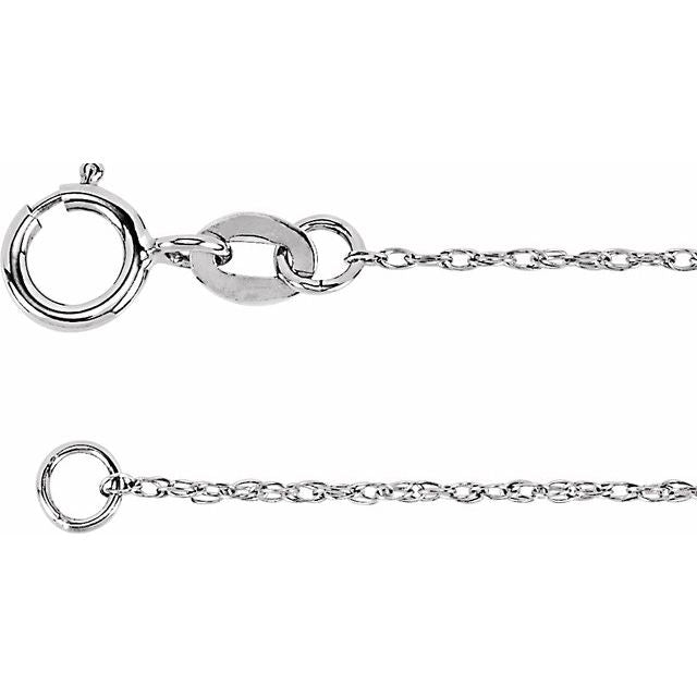 1mm rope gold chain necklace in 14k white gold, 20 inch