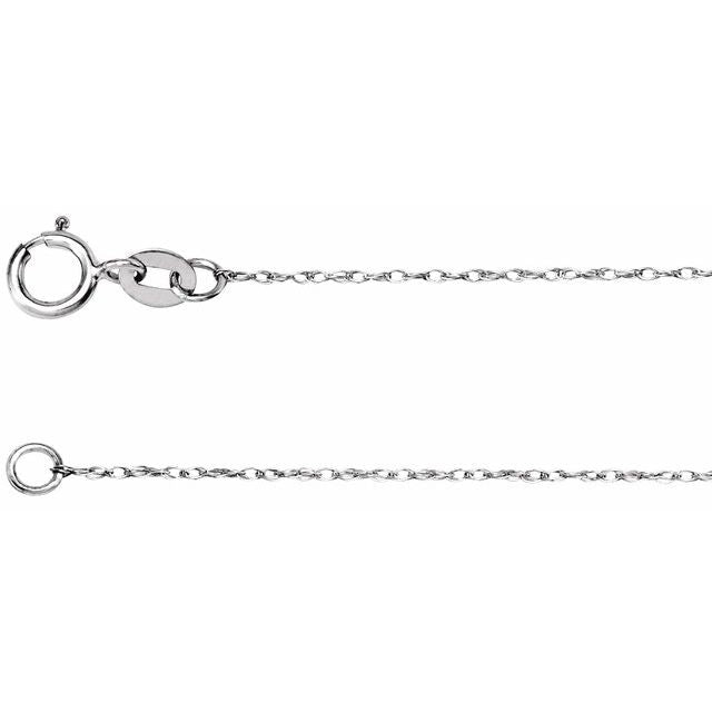 0.75mm rope chain necklace in 14k white gold, 18 inch
