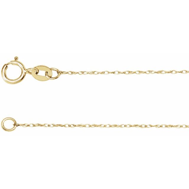0.75mm rope chain necklace in 14k yellow gold, 20 inch