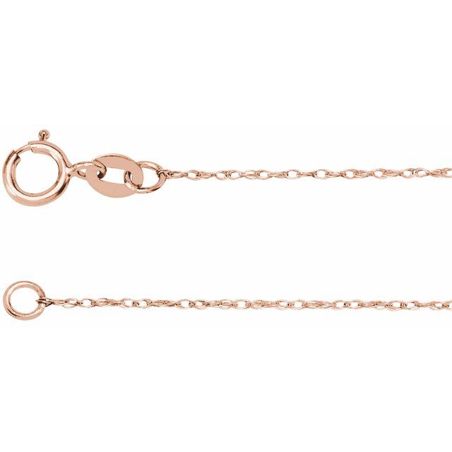 0.75mm rope chain necklace in 14k rose gold, 18 inch