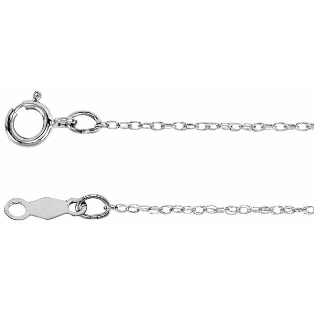 0.75mm rope chain necklace in 14k white gold, 16 inch