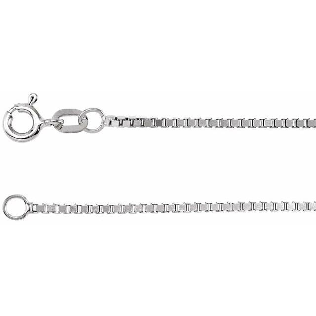 1.3mm diamond-cut box chain necklace in 14k white gold, 16 inch
