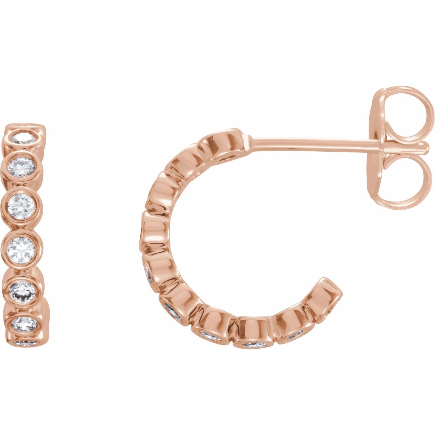 1/4 ct Natural Diamond Prong-Set Hoop Earrings in 14K Rose Gold