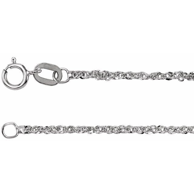 1.2mm diamond-cut singapore gold chain necklace in 14k white gold, 24 inch