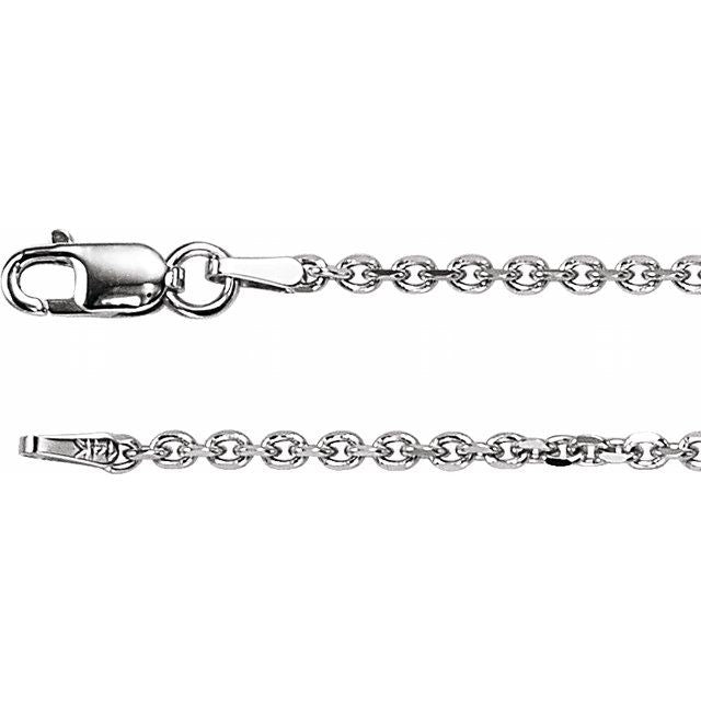 1.7mm diamond-cut cable chain necklace in 14k white gold, 16"