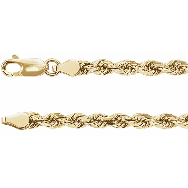 4mm diamond-cut rope chain necklace in 14k yellow gold, 16 inch