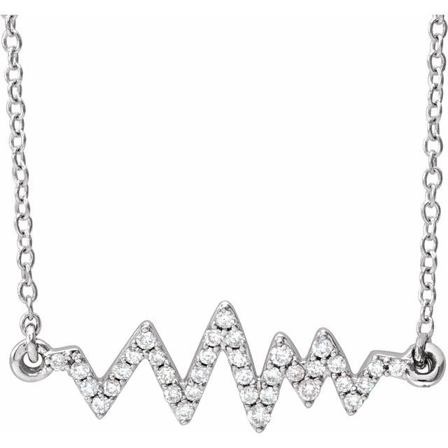 diamond heartbeat necklace in 14k white gold