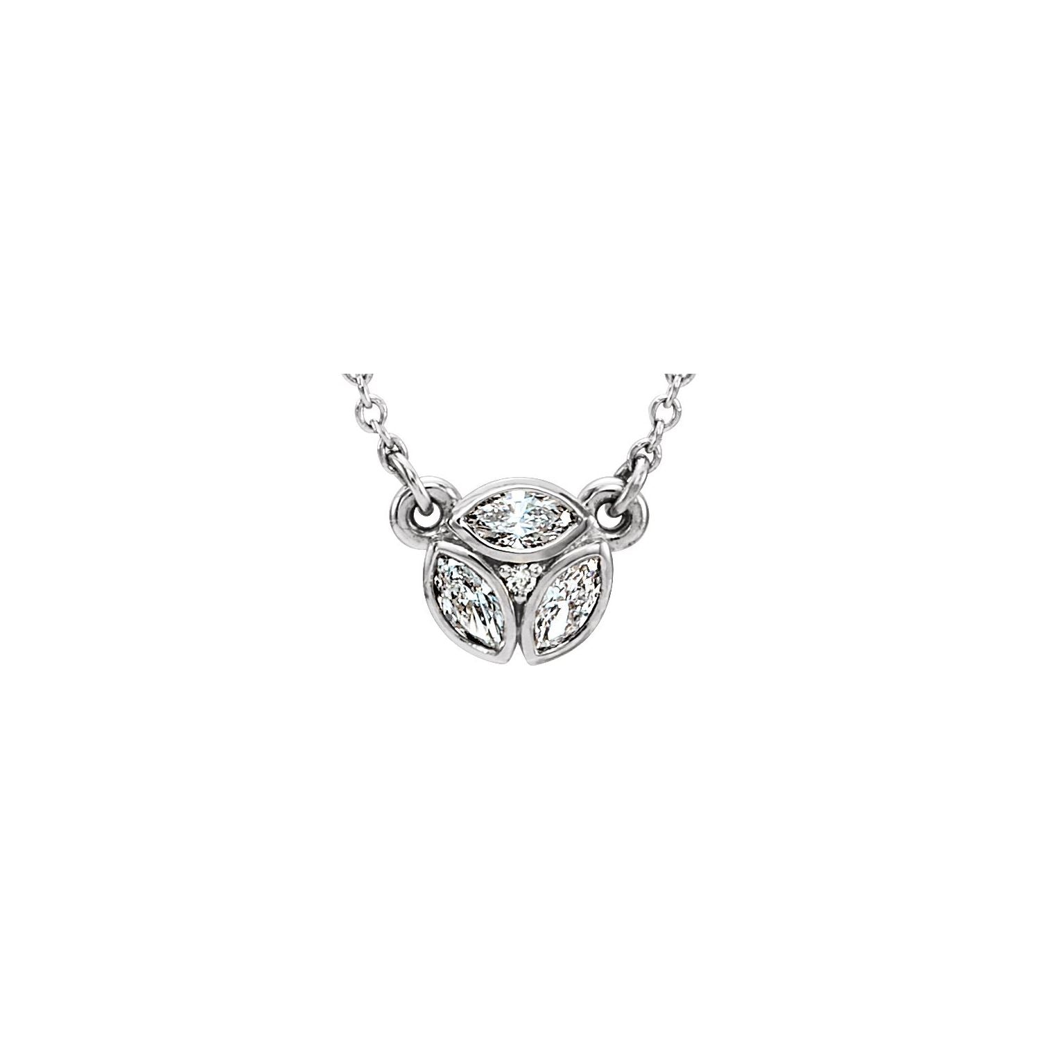 14K White Gold cluster diamond necklace — 1/5 ct natural diamonds on an included 16-18" chain
