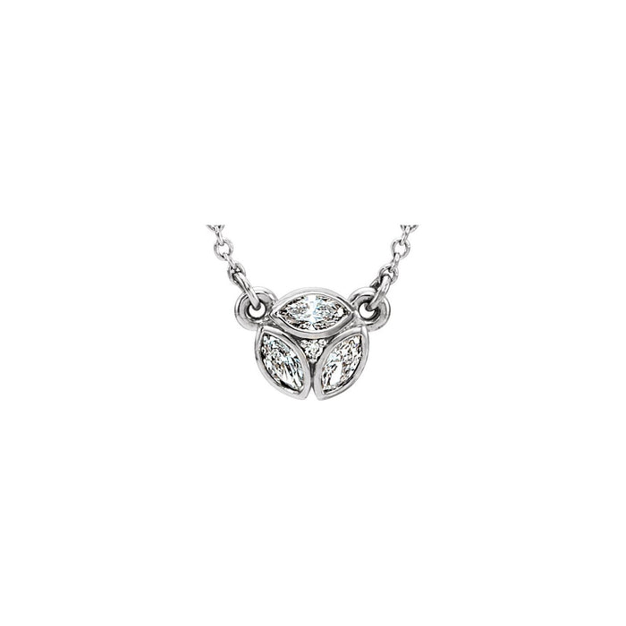 14K White Gold cluster diamond necklace — 1/5 ct natural diamonds on an included 16-18" chain
