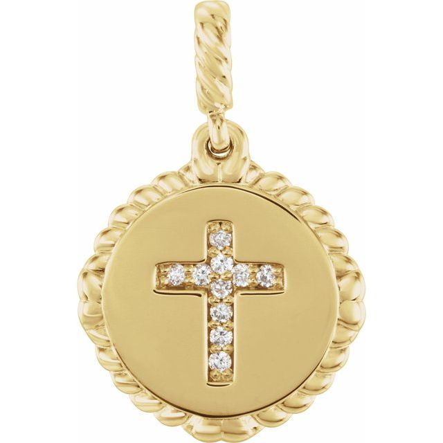diamond rope cross pendant in 14k yellow gold