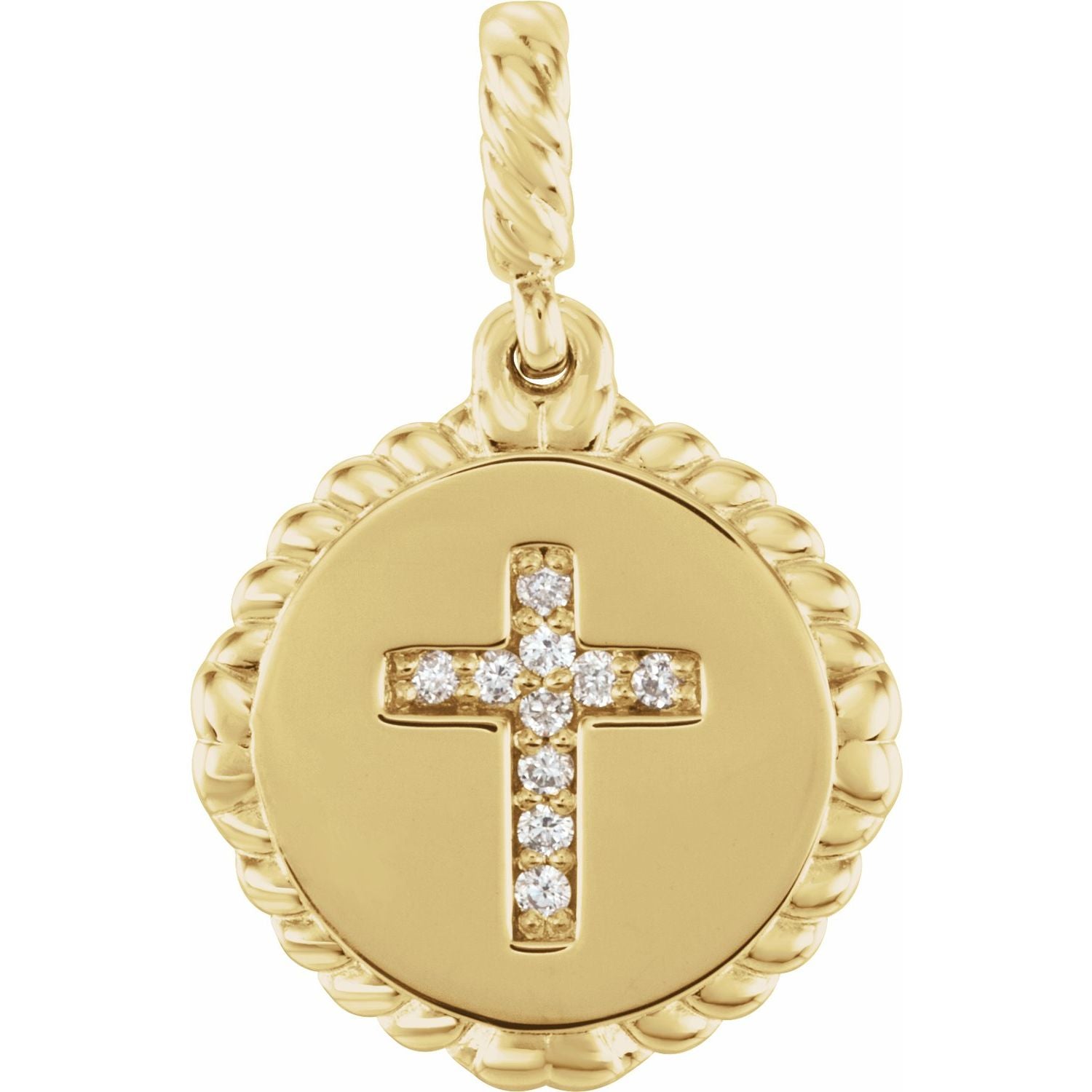 Diamond Rope Cross Pendant in 14K Yellow Gold