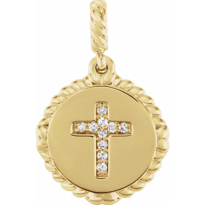 Diamond Rope Cross Pendant in 14K Yellow Gold