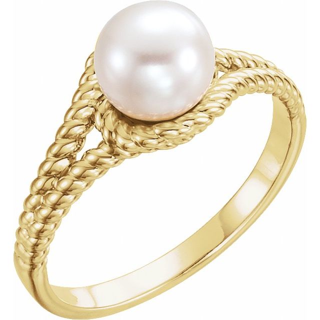 cultured pearl rope ring in 14k yellow gold