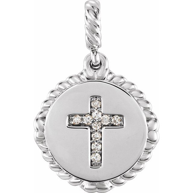 diamond rope cross pendant in 14k white gold