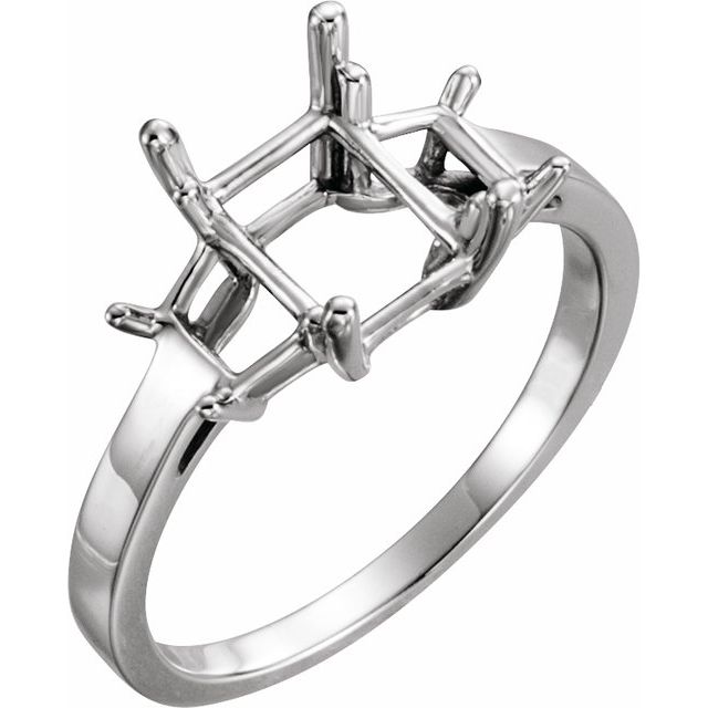 Emerald Cut Garnet Three Stone Engagement Ring